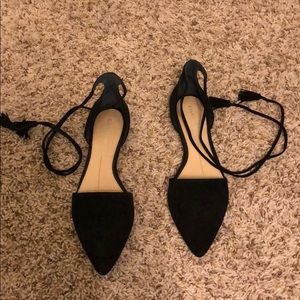 Suede Black wrap flats